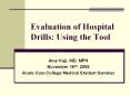 Evaluation of Hospital Drills: Using the Tool PowerPoint PPT Presentation
