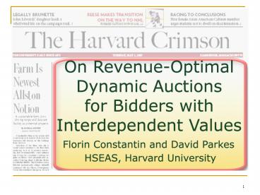 Singleitem dynamic auction interdependent values