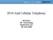 IPv6 And Cellular Telephony