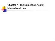Chapter 7 - The Domestic Effect of International Law