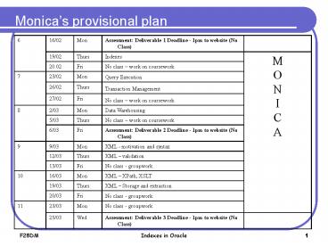 Monicas provisional plan