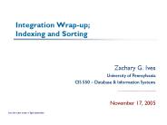 Integration Wrapup Indexing and Sorting