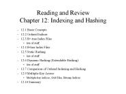 Reading and Review Chapter 12: Indexing and Hashing