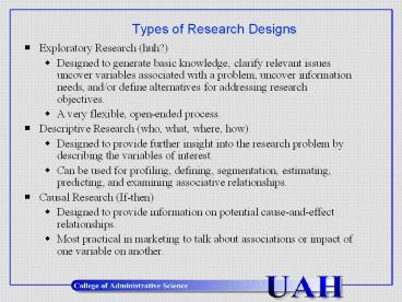 Types of Research Designs presentation | free to view