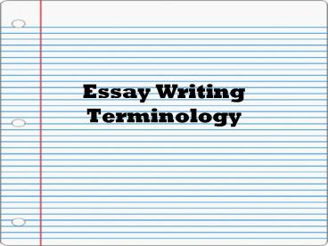 Essay Writing Terminology