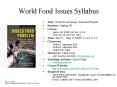 World Food Issues Syllabus PowerPoint PPT Presentation