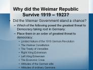Why did the Weimar Republic Survive 1919 