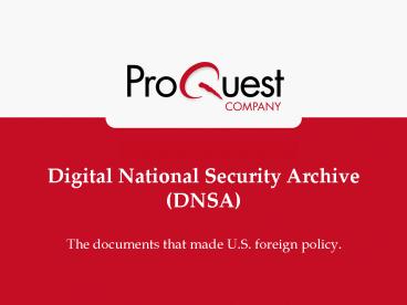 Digital National Security Archive DNSA
