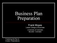 Business Plan Preparation