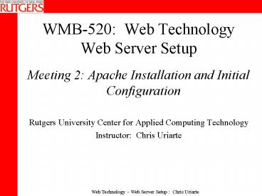 WMB520: Web Technology Web Server Setup