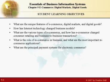 STUDENT LEARNING OBJECTIVES