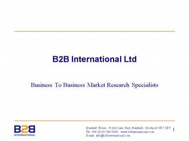 B2B International Ltd