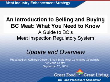 An Introduction to Selling and Buying BC Meat: What You Need to Know A Guide to BCs Meat Inspection