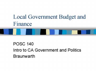 Local Government Budget and Finance