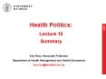 Health Politics: Lecture 10 Summary PowerPoint PPT Presentation