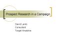 Prospect Research in a Campaign PowerPoint PPT Presentation