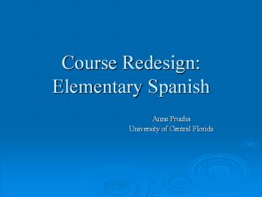 Course Redesign: Elementary Spanish