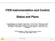 ITER Instrumentation and Control Status and Plans
