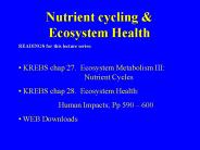 Nutrient cycling