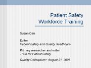 Patient Safety Workforce Training