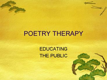POETRY THERAPY