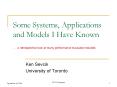 Some Systems, Applications and Models I Have Known PowerPoint PPT Presentation