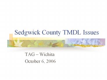 Sedgwick County TMDL Issues