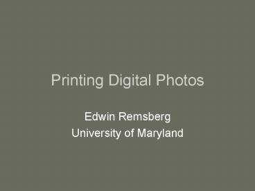 Printing Digital Photos