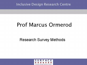 Prof Marcus Ormerod