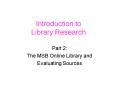 Introduction to Library Research PowerPoint PPT Presentation