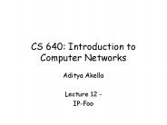 CS 640: Introduction to Computer Networks