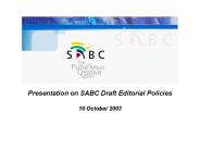 Presentation on SABC Draft Editorial Policies