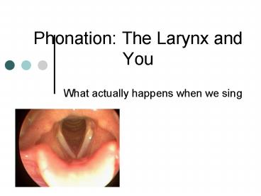 Phonation: The Larynx and You