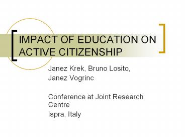 IMPACT OF EDUCATION ON ACTIVE CITIZENSHIP