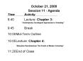 October 21, 2008 Session 11 - Agenda PowerPoint PPT Presentation
