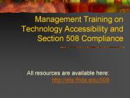 Management Training on Technology Accessibility and Section 508 Compliance