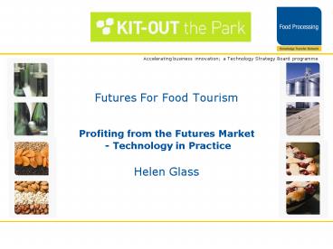 Futures For Food Tourism