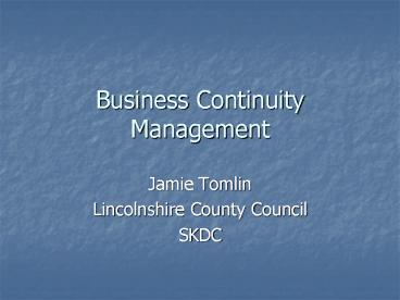 Business Continuity Management