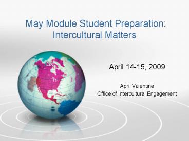 May Module Student Preparation: Intercultural Matters