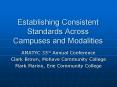Establishing Consistent Standards Across Campuses and Modalities PowerPoint PPT Presentation