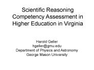 Scientific Reasoning Competency Assessment in Higher Education in Virginia