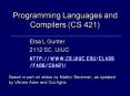 Programming Languages and Compilers CS 421 PowerPoint PPT Presentation