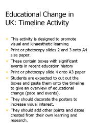 Educational Change in UK: Timeline Activity