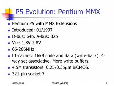 P5 Evolution: Pentium MMX