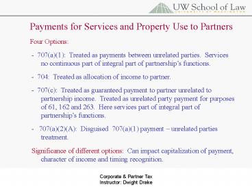 Payments for Services and Property Use to Partners