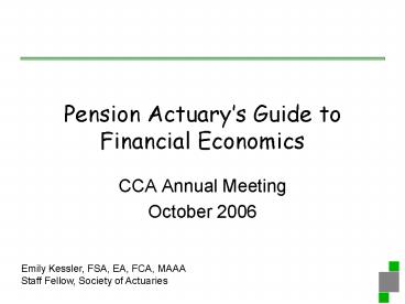 Pension Actuarys Guide to Financial Economics