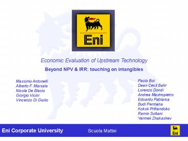 Economic Evaluation of Upstream Technology