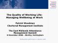 The Quality of Working Life: Managing Wellbeing at Work PowerPoint PPT Presentation