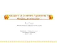 Evaluation of Different Algorithms for Metadata Extraction
