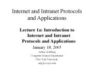 Internet and Intranet Protocols and Applications